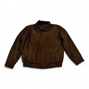 Weatherproof Men's Brown Suede Bomber Jacket L